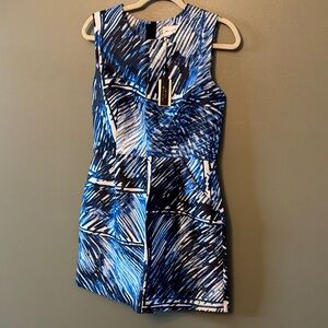 NWT. Milly Sleeveless Blue Abstract Print Sheath Dress